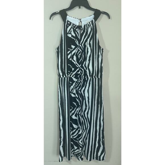 Chico's Collection Black White Maxi Dress 2 Large Sleeveless Cutout Neck - Picture 1 of 6